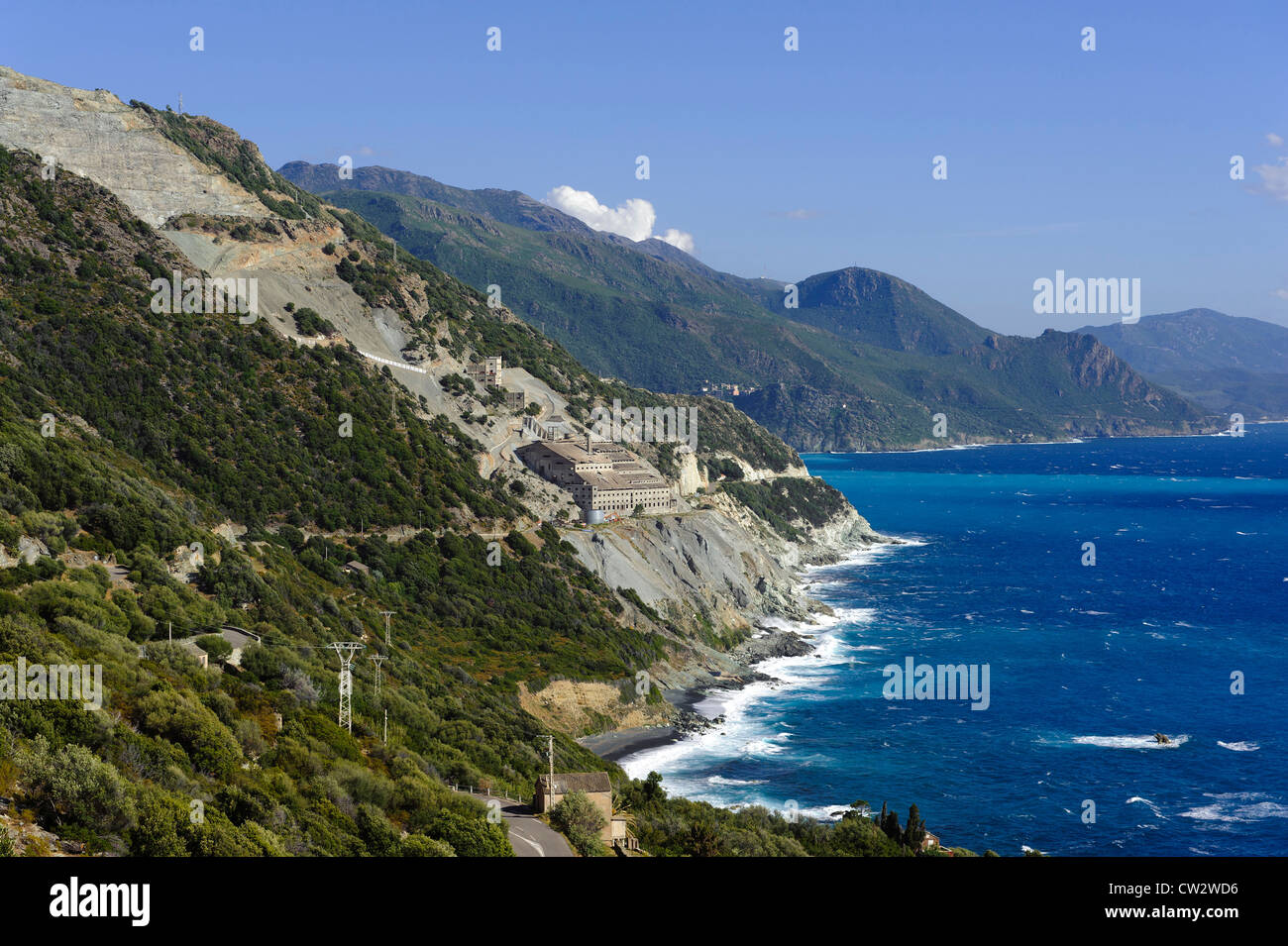 Miniere di amianto nei pressi di Nonza, Cap Corse, Corsica, Francia Foto Stock