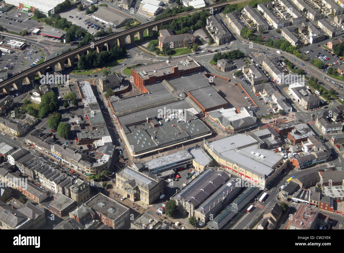 Vista aerea di Accrington town center Foto Stock