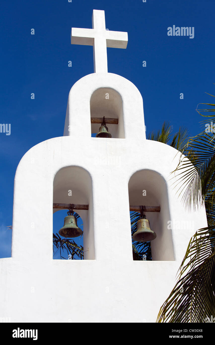 Messico,Quintana Roo,Messico,bianco chiesa di adobe Foto Stock