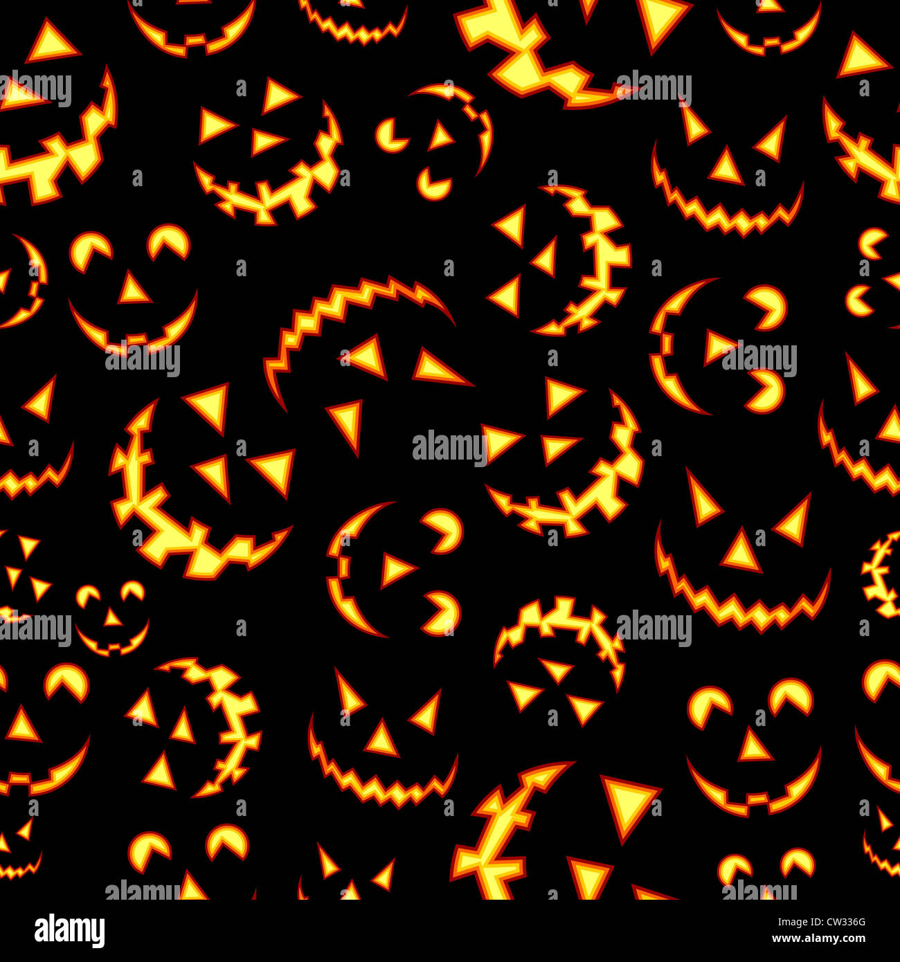 Orrore di Halloween simboli modello seamless sfondo. File vettoriale stratificata per una facile manipolazione e colorazione personalizzata. Foto Stock
