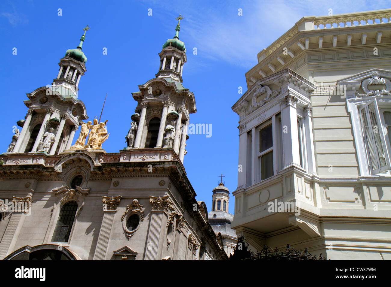 Buenos Aires Argentina,Avenida Adolfo Alsina,Basilica di San Francisco,St Basilica di Francesco, chiesa cattolica, facciata, architettura religione, statua, Dante, Foto Stock
