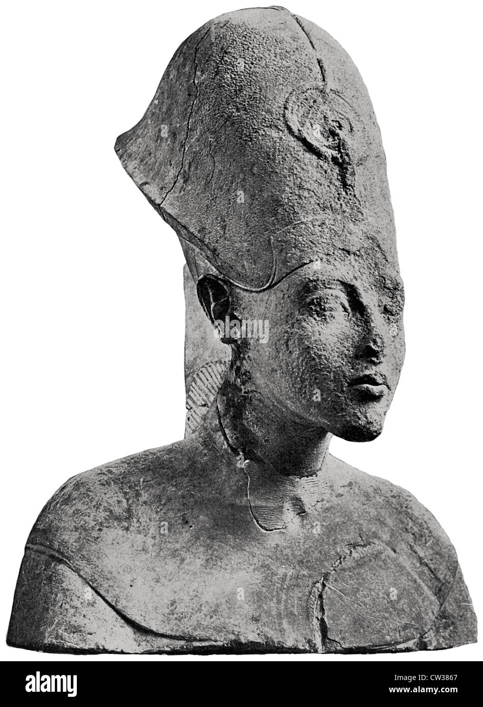 Busto di pietra calcarea di Amenhotep IV Foto Stock