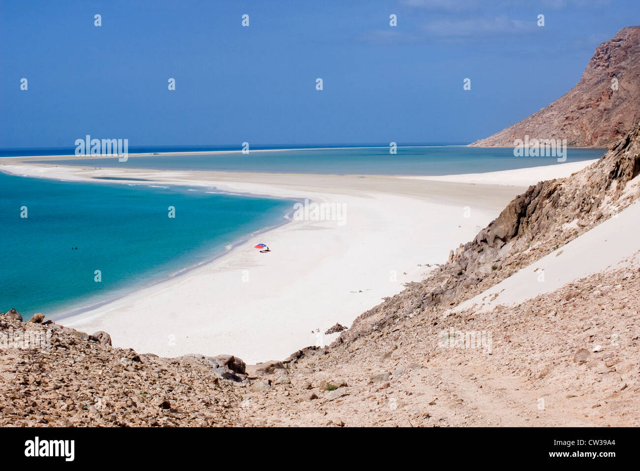 La costa sud dell'isola di Socotra, Yemen, Asia Occidentale, Penisola Arabica. Foto Stock