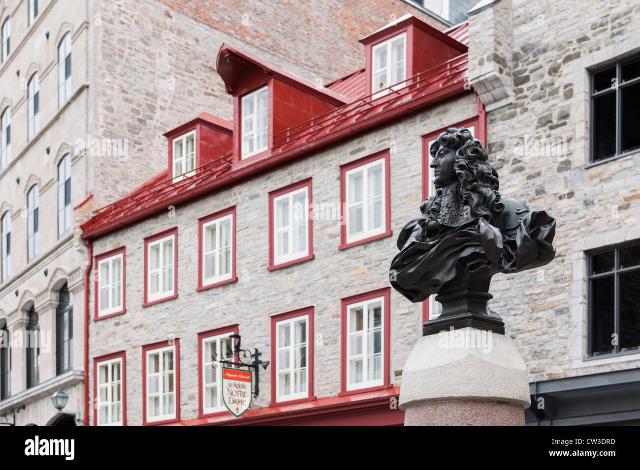 Il re Luigi XIV busto, Royal Place, Quebec City Foto Stock