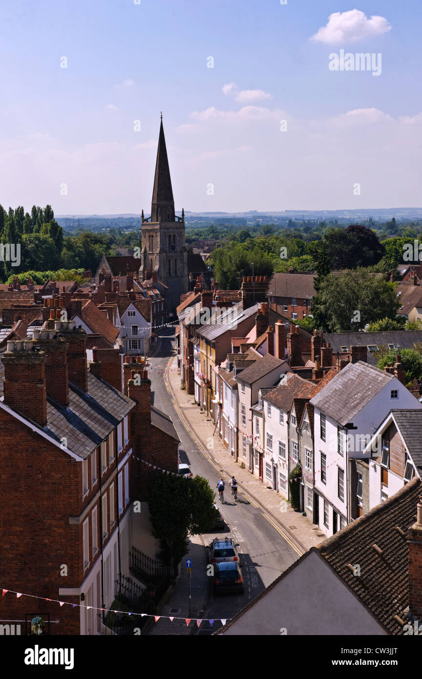 St. Helen's Street, Abingdon-on-Thames, Oxfordshire, Regno Unito dal tetto del County Hall Museum Foto Stock