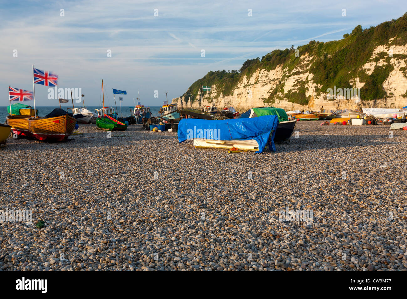 Spiaggia di birra, Lyme Bay, Jurassic Coast parte del Sud Ovest sentiero costiero, Devon, Inghilterra, Regno Unito Foto Stock