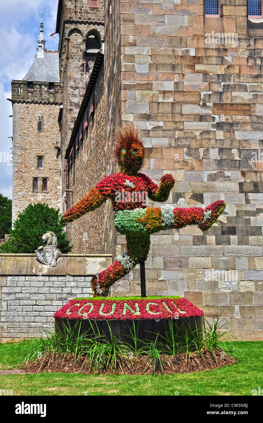 Il Castello di Cardiff nel primo giorno di apertura delle olimpiadi di Londra 2012 giochi. Foto Stock