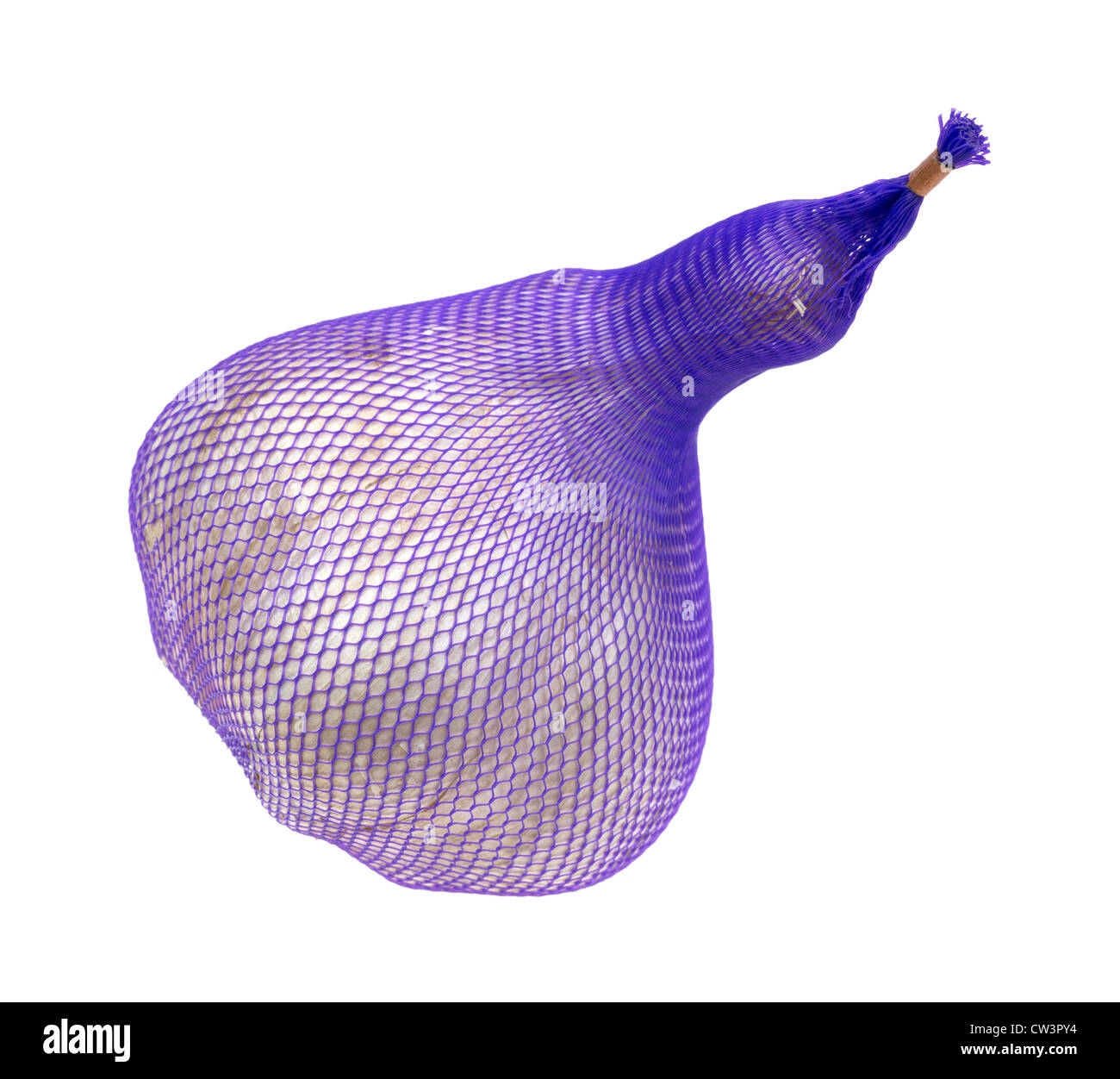 Aglio elefante in viola degli imballaggi in plastica Foto Stock