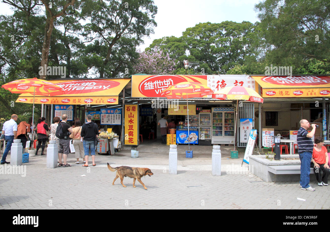 Cinese il cibo di strada sull'Isola di Lantau, Hong Kong Foto Stock