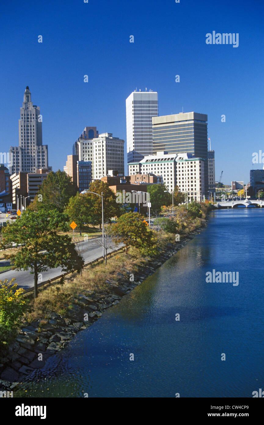 Skyline di Providence, RI Foto Stock