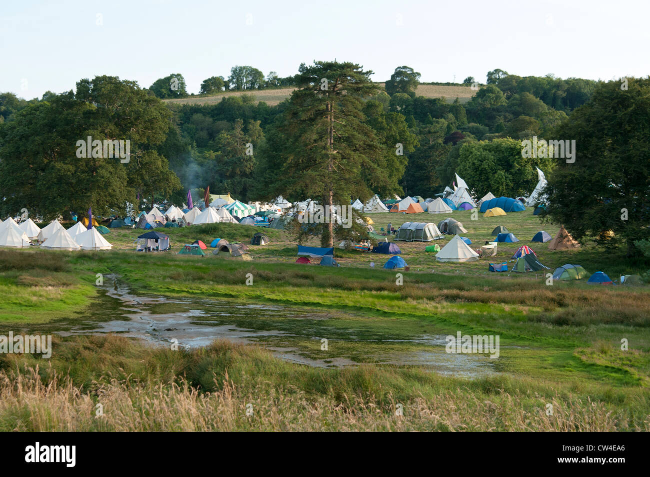 Campeggio tende al porto Eliot festival letterario San tedeschi Cornwall Regno Unito Foto Stock