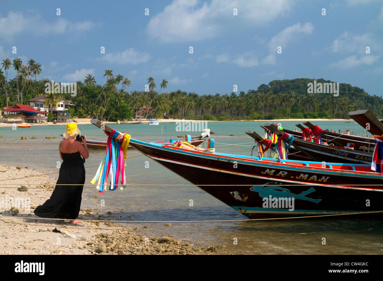 Barche da pesca nel golfo di Thailandia sull isola di Ko Samui, Thailandia. Foto Stock