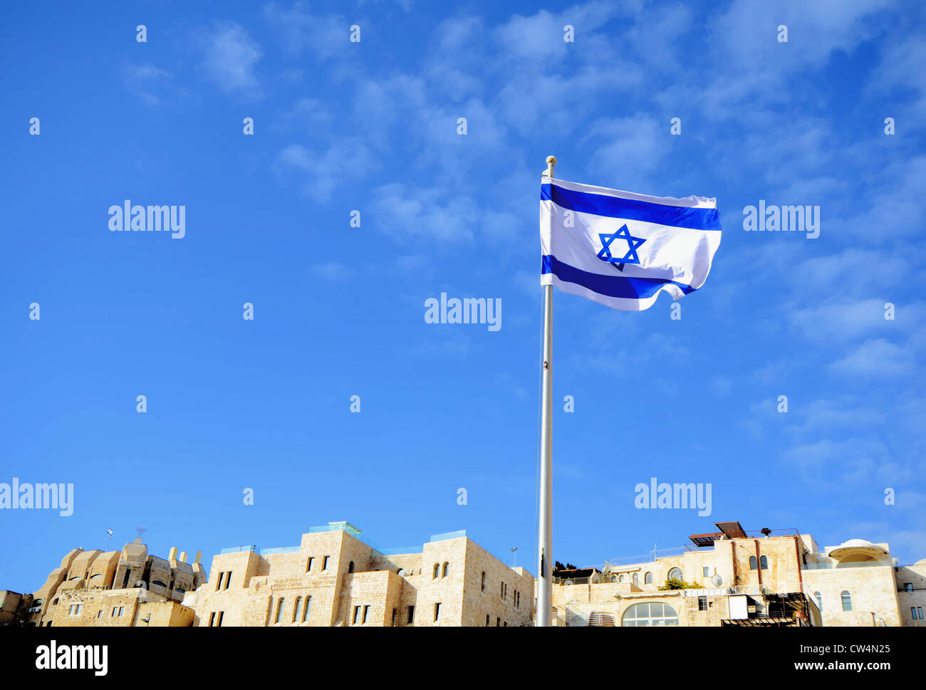Bandiera israeliana a Gerusalemme, Israele Foto Stock