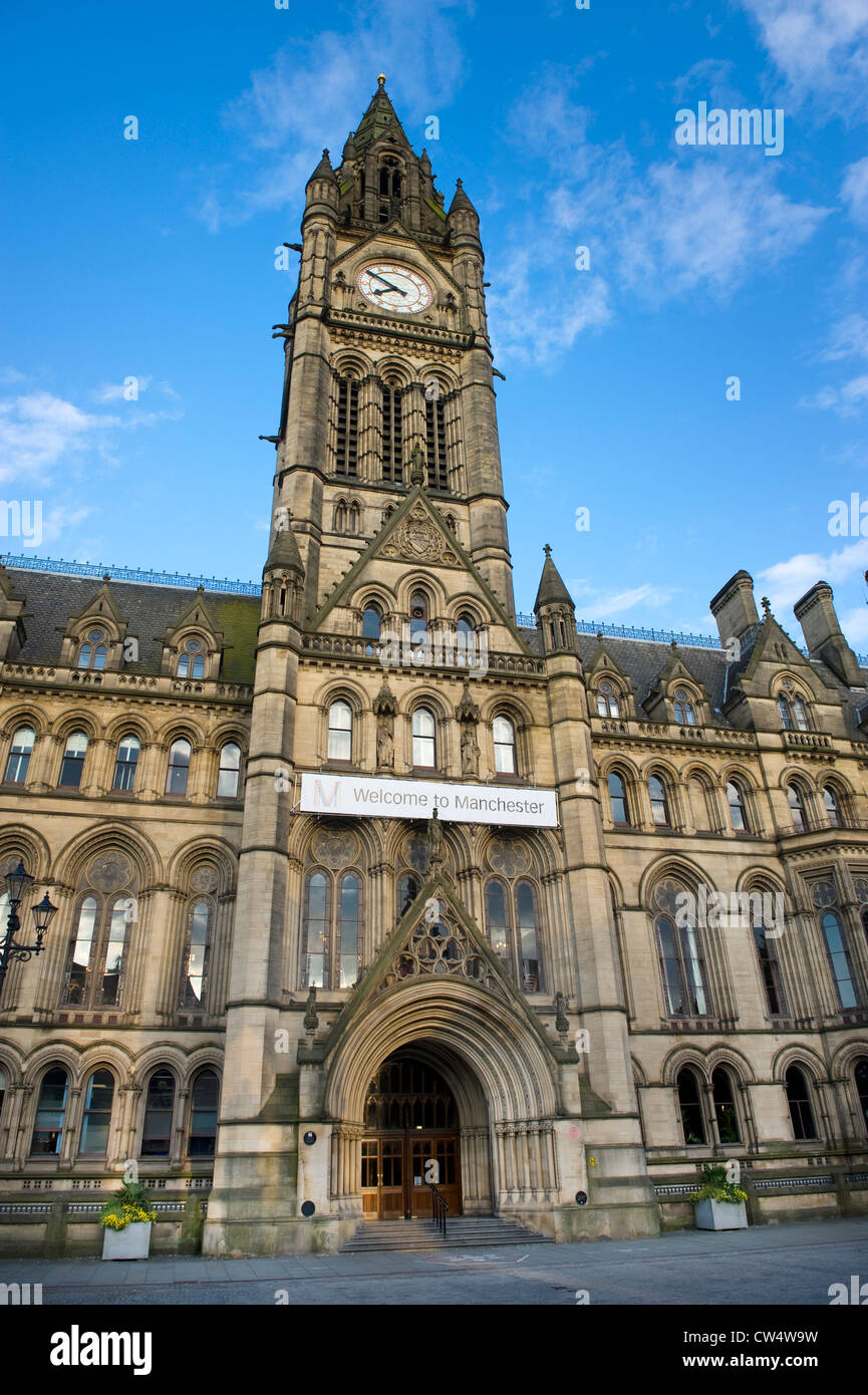 Manchester town hall ingresso England Regno Unito Foto Stock