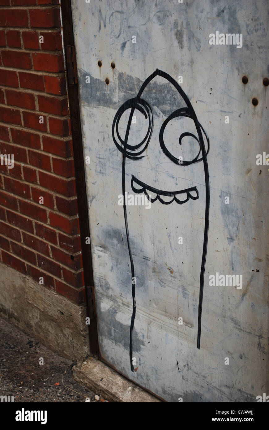 Crimini di graffiti esterni di edifici, come questo sono un problema costante in città attraverso gli Stati Uniti Foto Stock