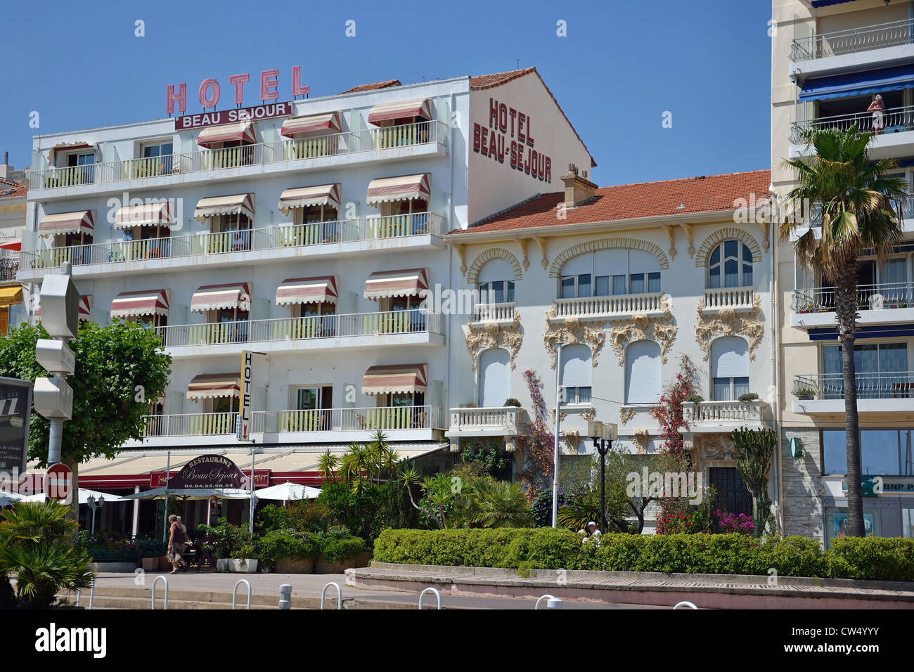 Hotel Beau Sejour sulla Promenade René Coty, Saint-Raphaël, Côte d'Azur, Var Reparto, Provence-Alpes-Côte d'Azur, in Francia Foto Stock