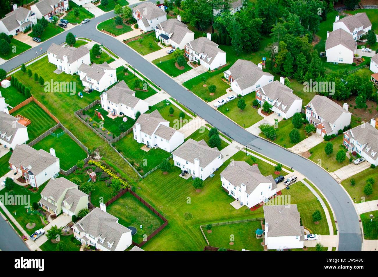 Vista aerea di sviluppo di alloggiamento a Charlotte, Carolina del Nord Foto Stock