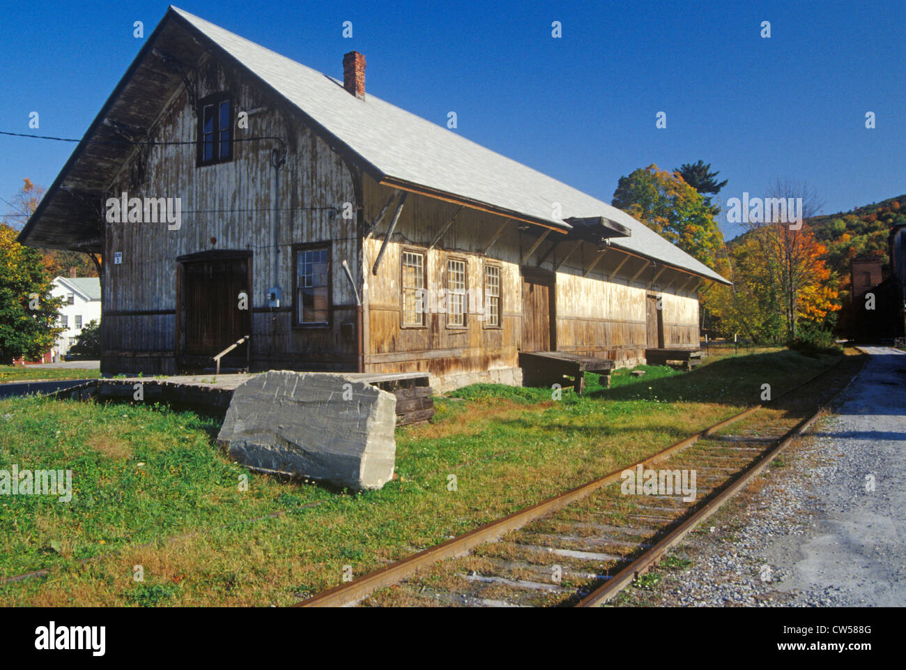 Deserta stazione ferroviaria in Great Barrington, Massachusetts Foto Stock