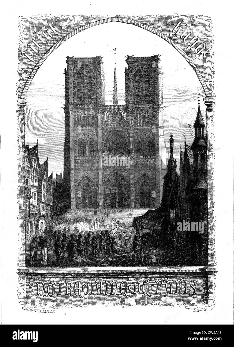 Brion, frontespizio di "Notre Dame de Paris " Foto Stock