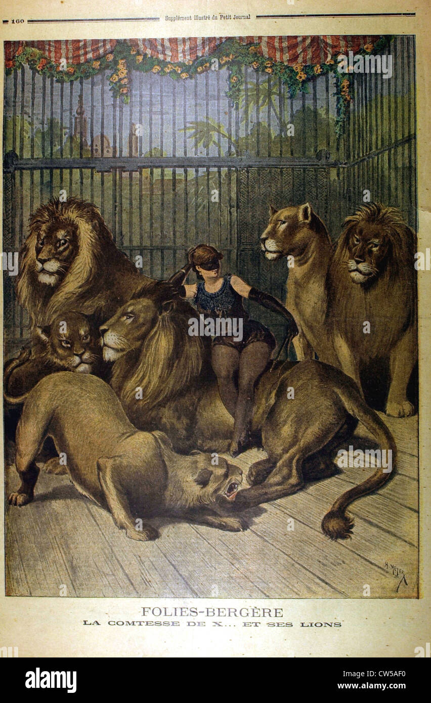 La contessa di X... e il suo i Lions al Folies-Bergères in "Le Petit Journal' Foto Stock