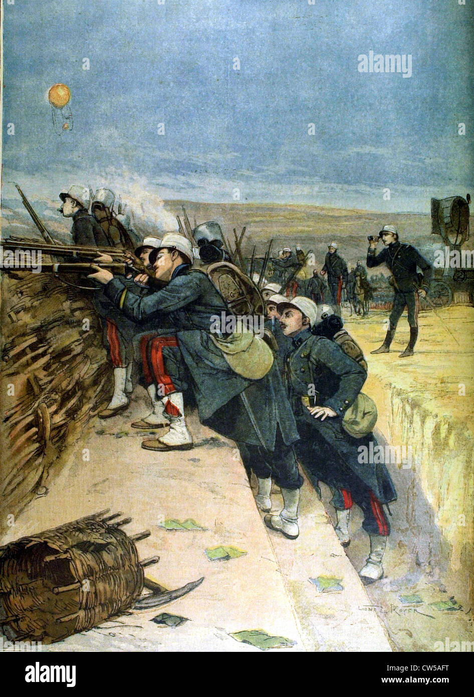 Roccaforte manovre da parte dell'esercito, la difesa di una trincea dai soldati dell'ingegneria militare Corps in "Le Petit Journal' Foto Stock