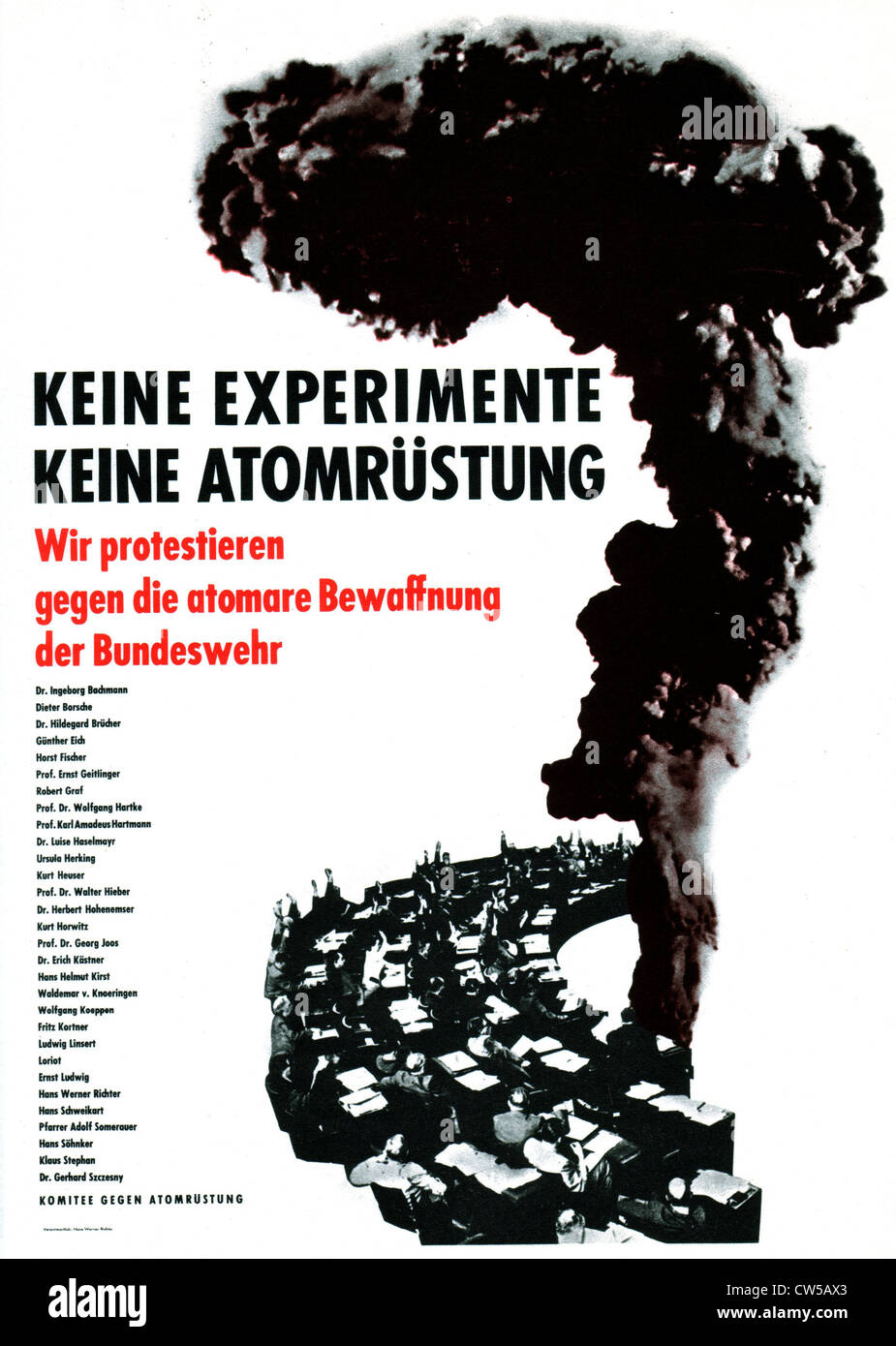 Poster di propaganda contro l'armamento nucleare Foto Stock