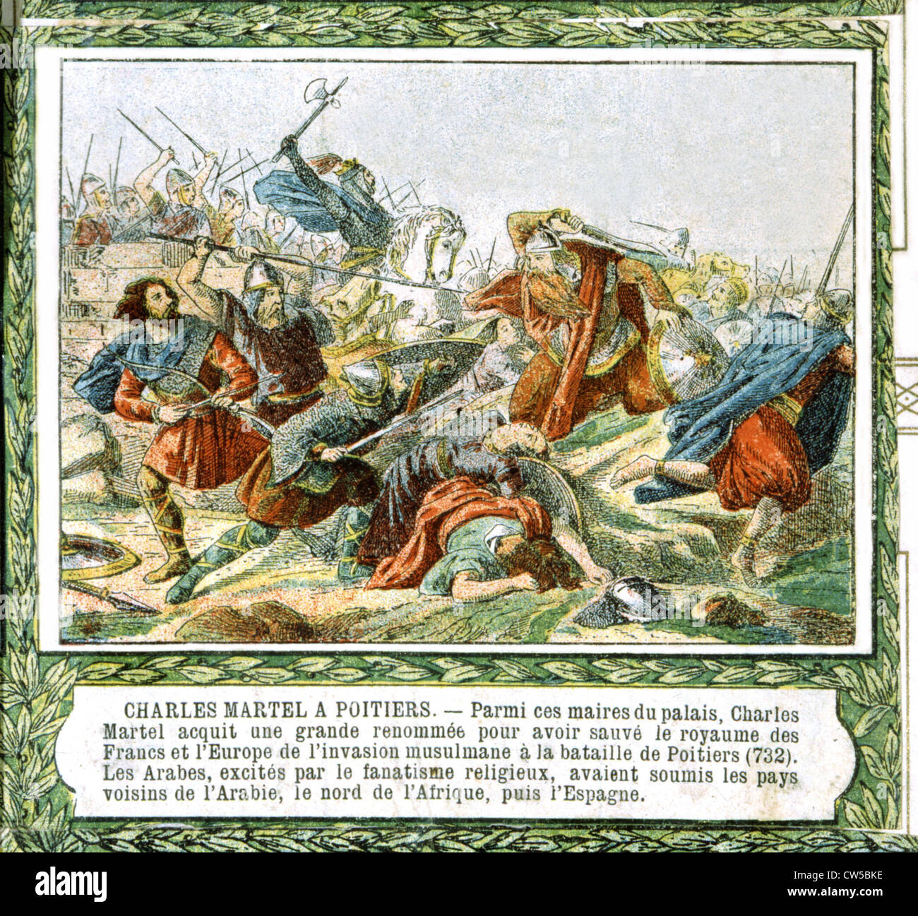 Charles Martel alla battaglia di Poitiers (732) Foto Stock