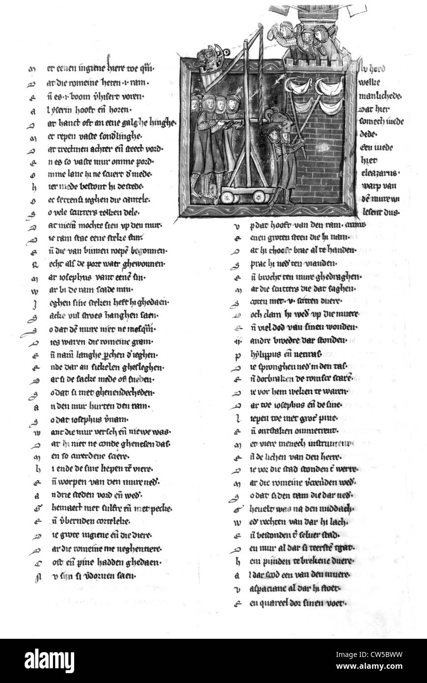 Maerlant, Rijmbijbel (rhyming Bibbia): assedio scena (Gerusalemme) Foto Stock