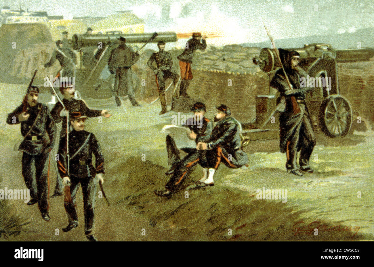 Guerra di1870, Assedio di Parigi: la Parigi la Guardia Nazionale per difendere i bastioni Foto Stock