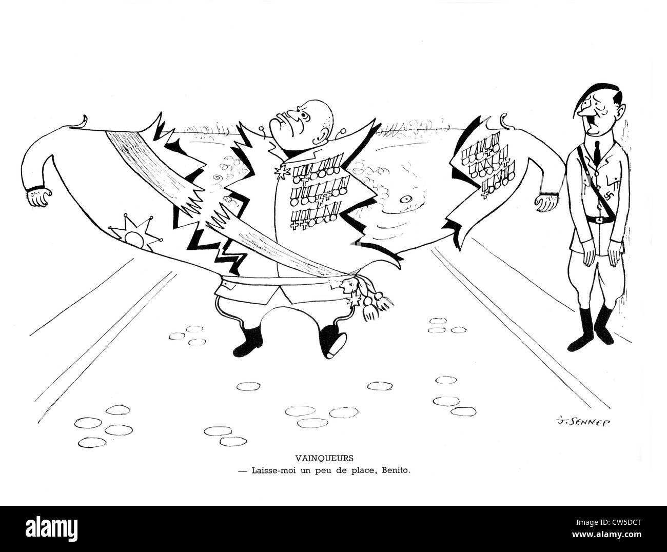 Vignetta satirica da Sennep. Hitler e Mussolini. in "La guerre en chemise noire' ('guerra in camicia nera') Foto Stock