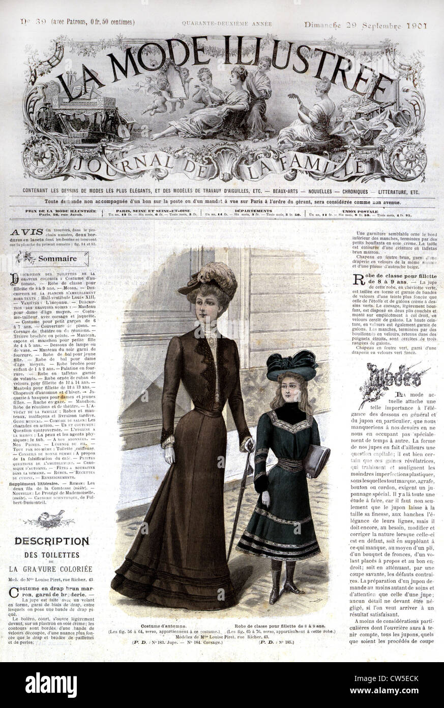 Abito autunnale per la donna e la scuola vestire Per ragazze. In 'La mode illustrée" (1901) Foto Stock