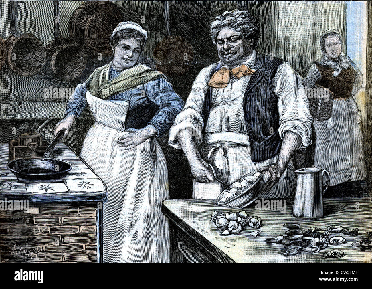 Alexandre Dumas il sambuco, noto come 'Dumas Père', prepara la frittata di OYSTER Foto Stock