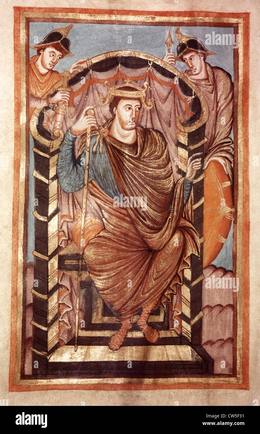 Lothaire nel Vangelo. Lothaire I (795-855), Imperatore del Sacro Romano Impero (840-855) Foto Stock