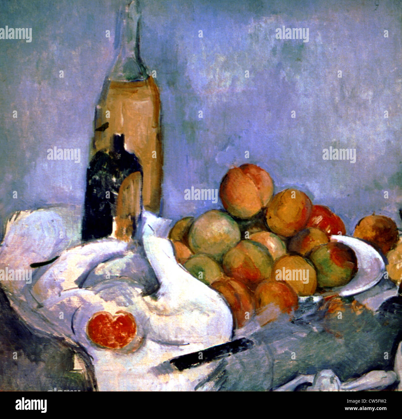 Cézanne, bottiglie e mele Foto Stock