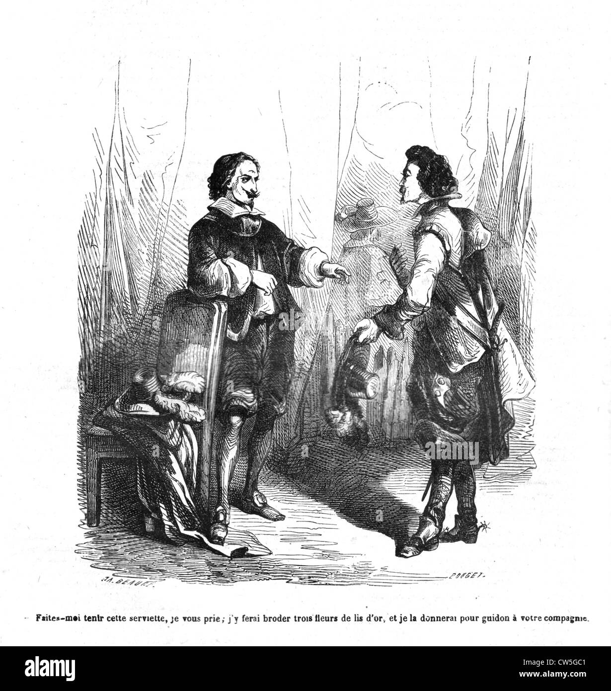 I tre moschettieri, il cardinale de Richelieu e il sig. de Tréville Foto Stock