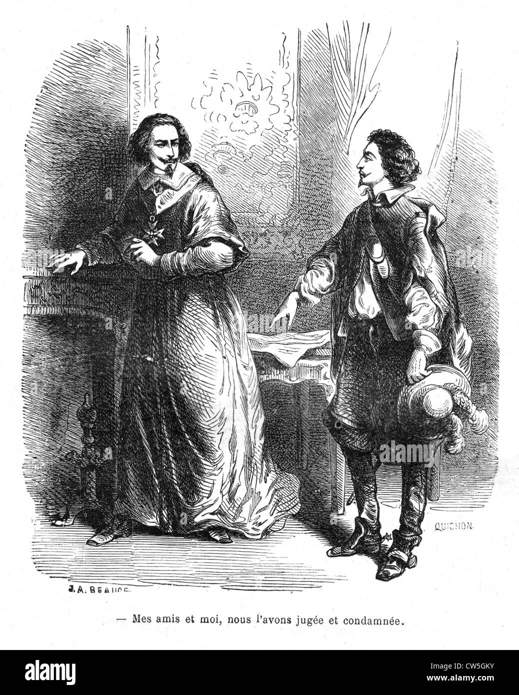 I tre moschettieri, D'Artagnan e il cardinale de Richelieu Foto Stock