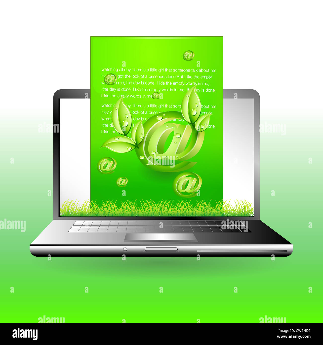 Computer portatile con il verde di un ambiente di posta elettronica concetto Foto Stock