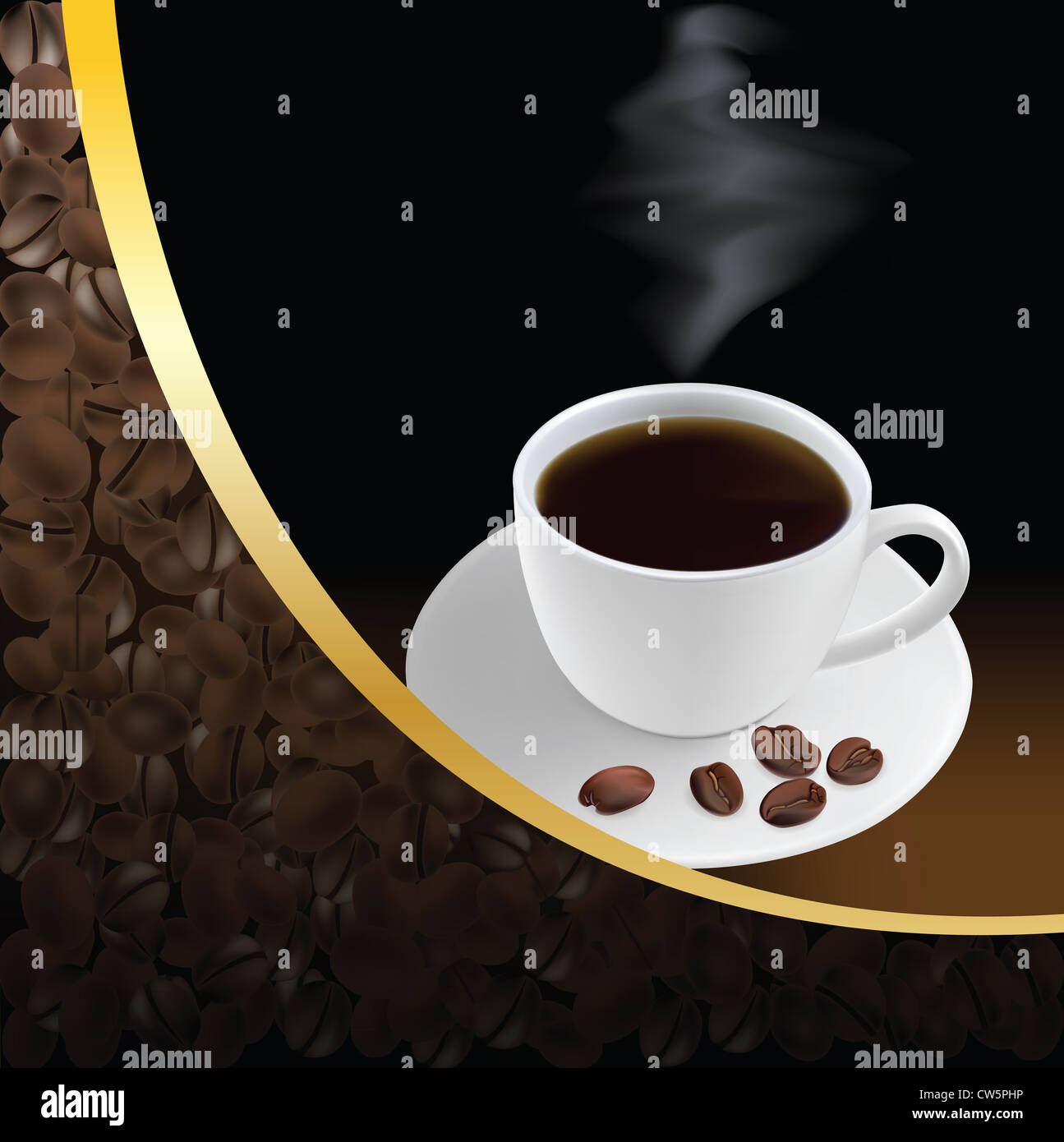 Illustratore di caffè nero, una tazza di fagioli Foto Stock