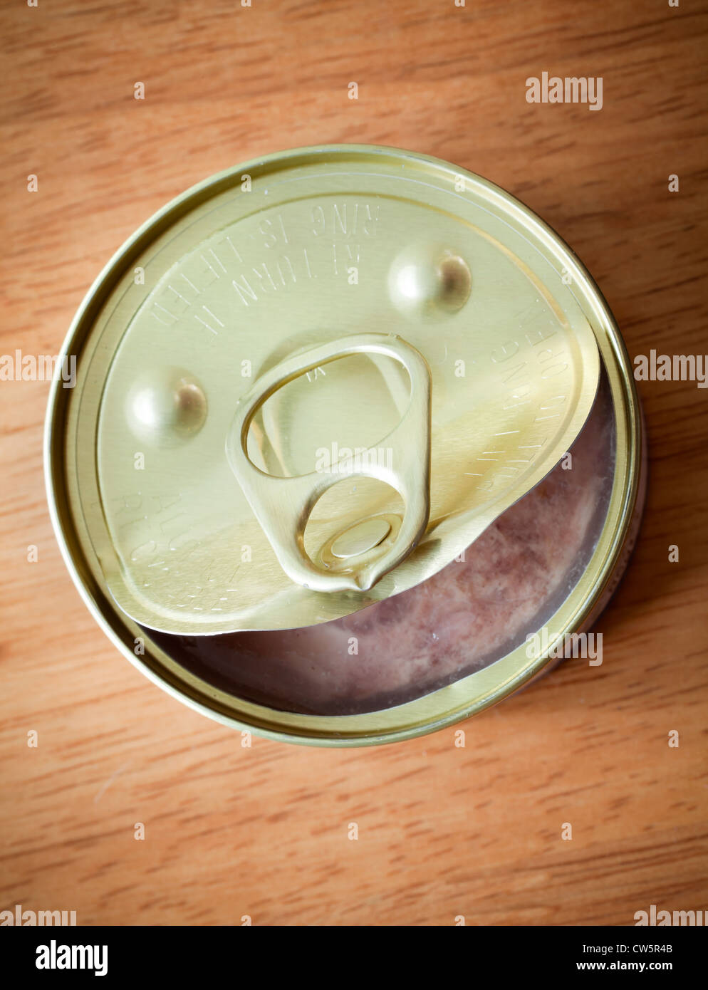 Divertente sorriso aperto di cibo può vista superiore Foto Stock