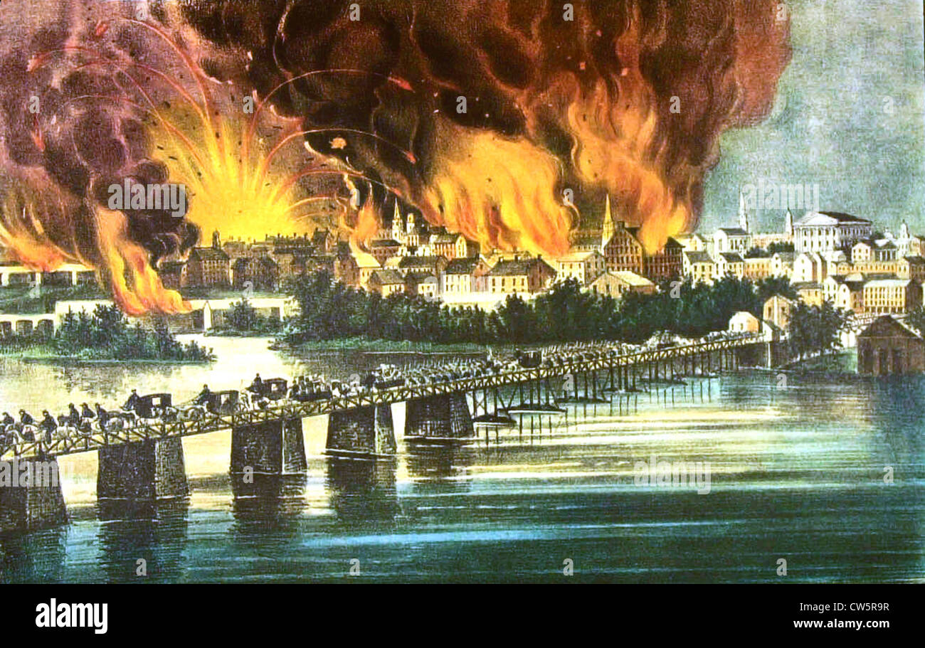 Litograph da Currier e Ives, guerra civile Foto Stock