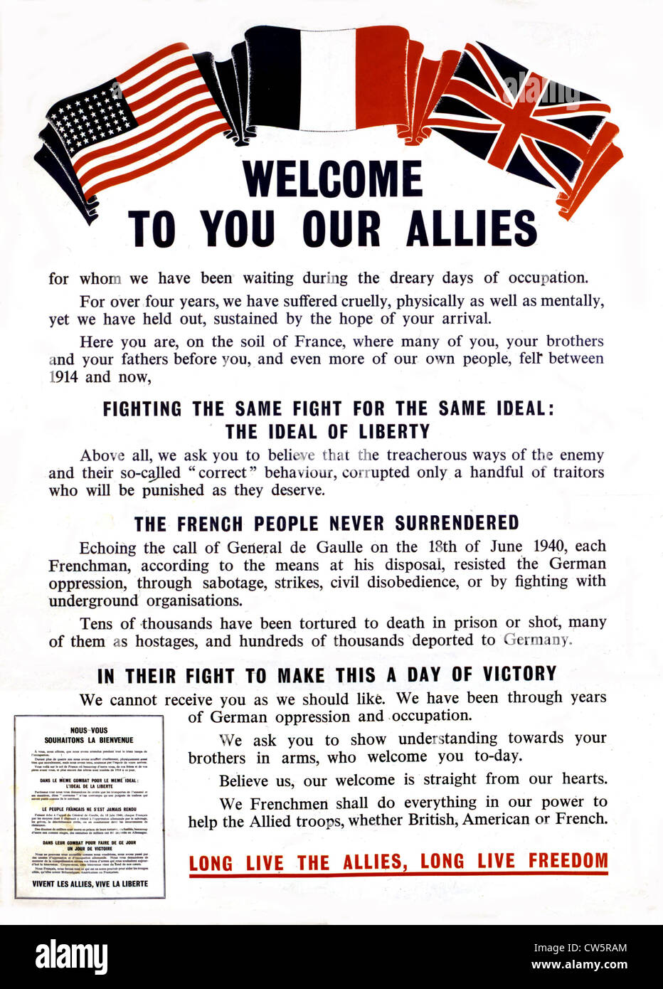 Poster di propaganda al momento della liberazione della Francia Foto Stock