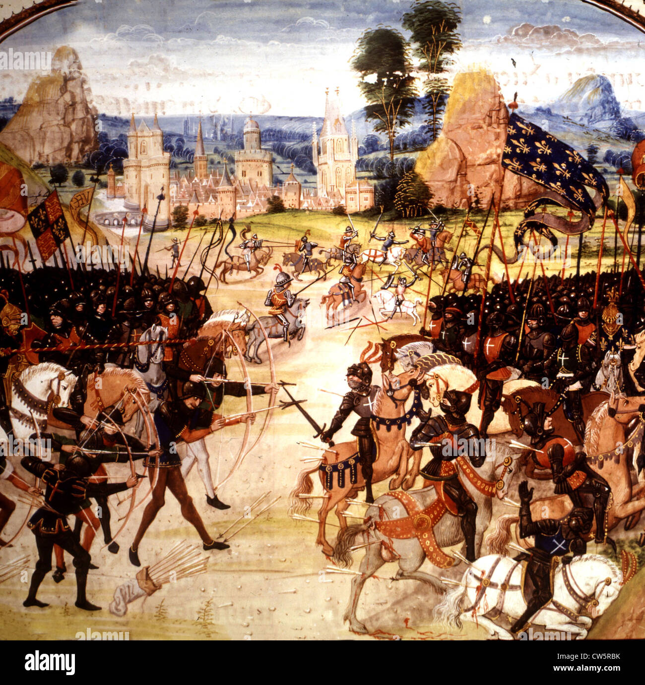 Battaglia di Poitiers, in 'Cronache " di Jean Froissart Foto Stock
