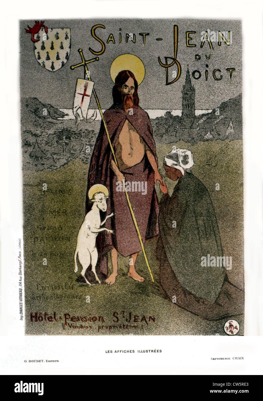 Poster pubblicitario da Moreau-Nelaton per la cittadina turistica di Saint-Jean du Doigt in Bretagna Foto Stock