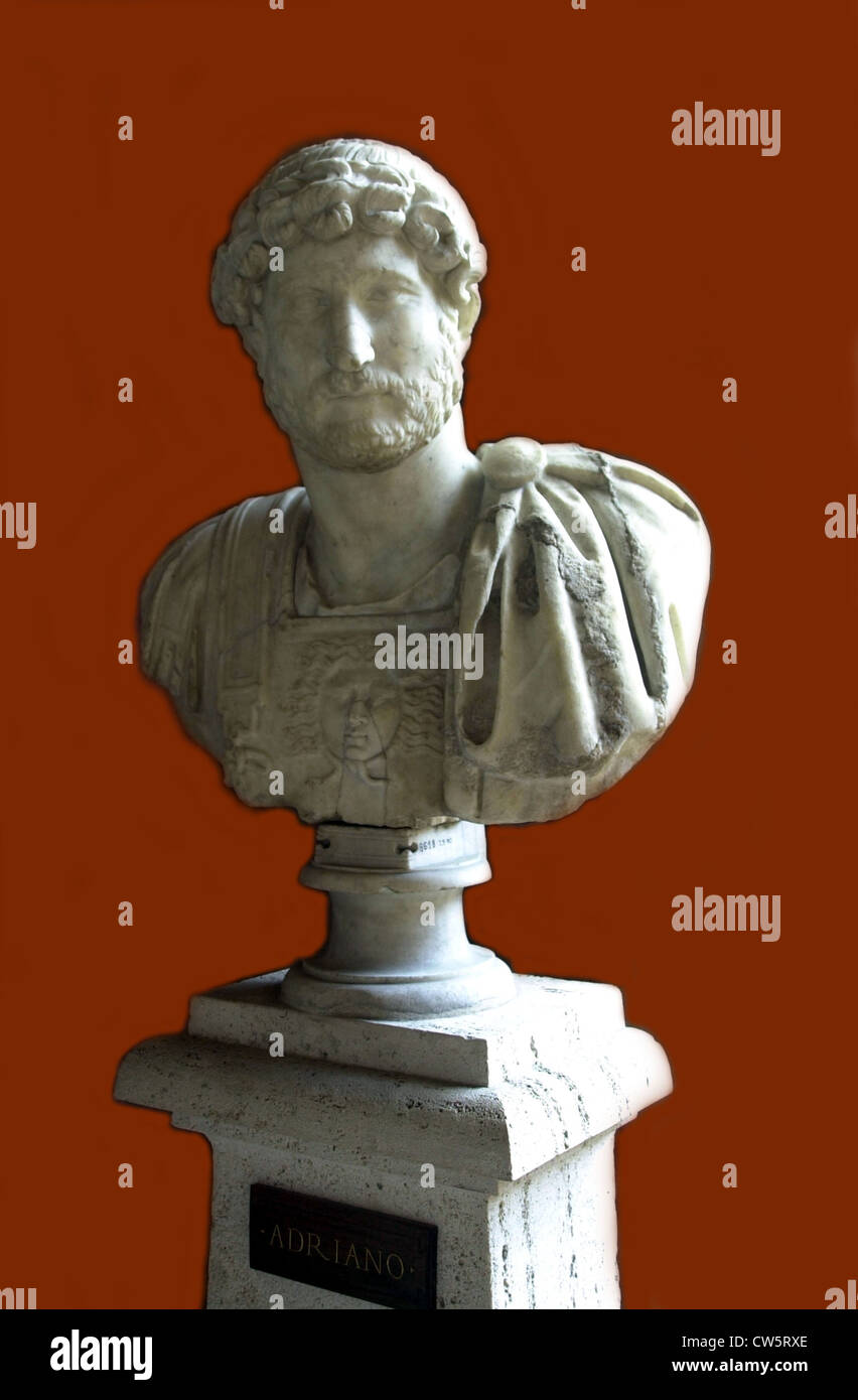 Busto di imperatore Adriano Foto Stock