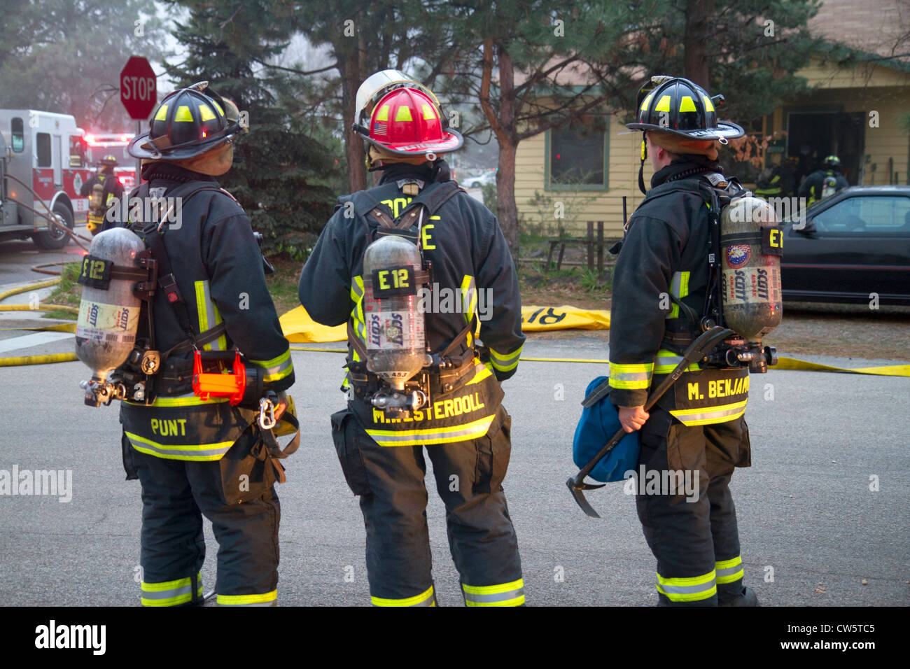 I vigili del fuoco di rispondere ad un'emergenza a Boise, Idaho, Stati Uniti d'America. Foto Stock