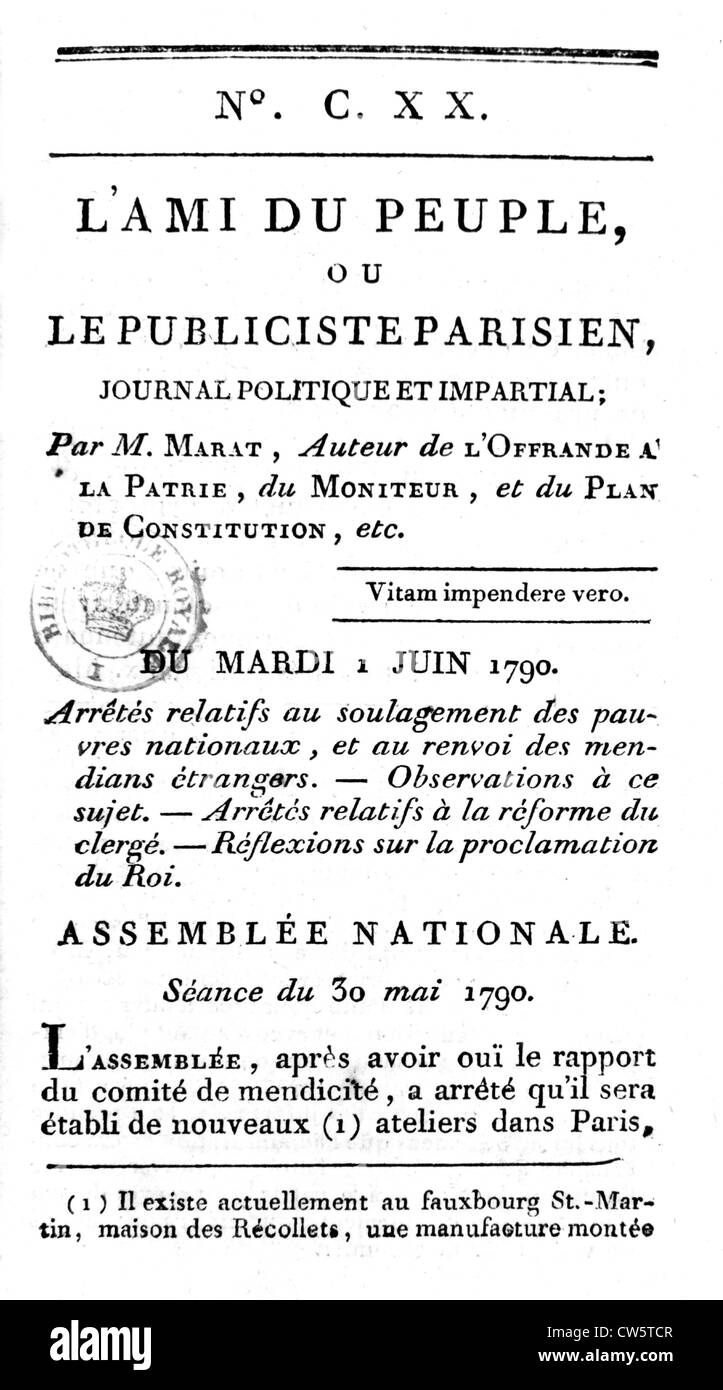 'Amico del popolo", il giornale Marat Foto Stock