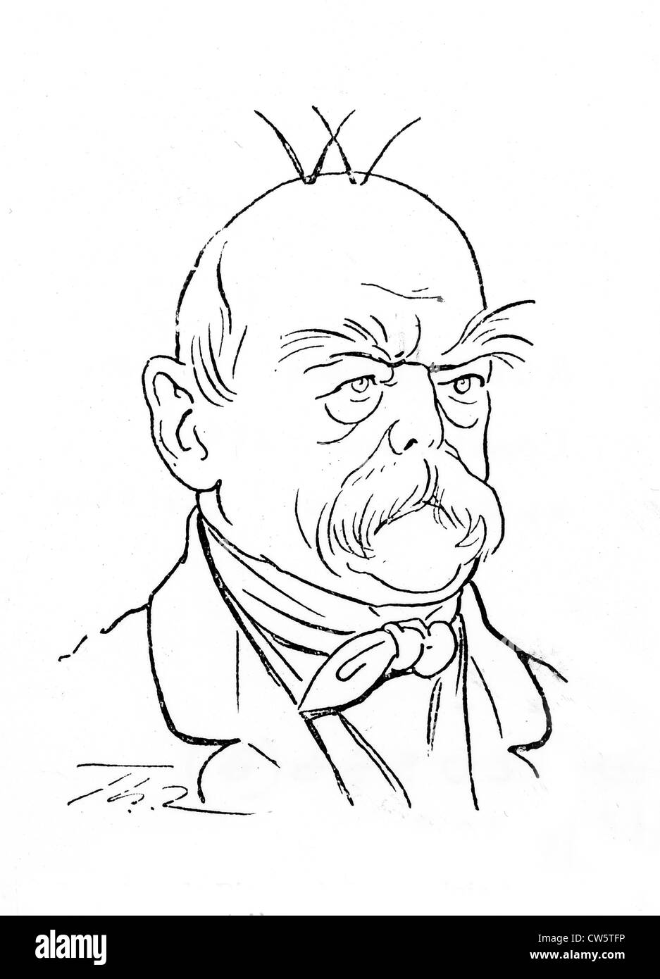 La caricatura in 'Der Floh'. Bismarck. "Dopo la riconciliazione". "Il principe Bismark, vertiginoso con gioia, cresce un quarto i capelli a rendere Foto Stock