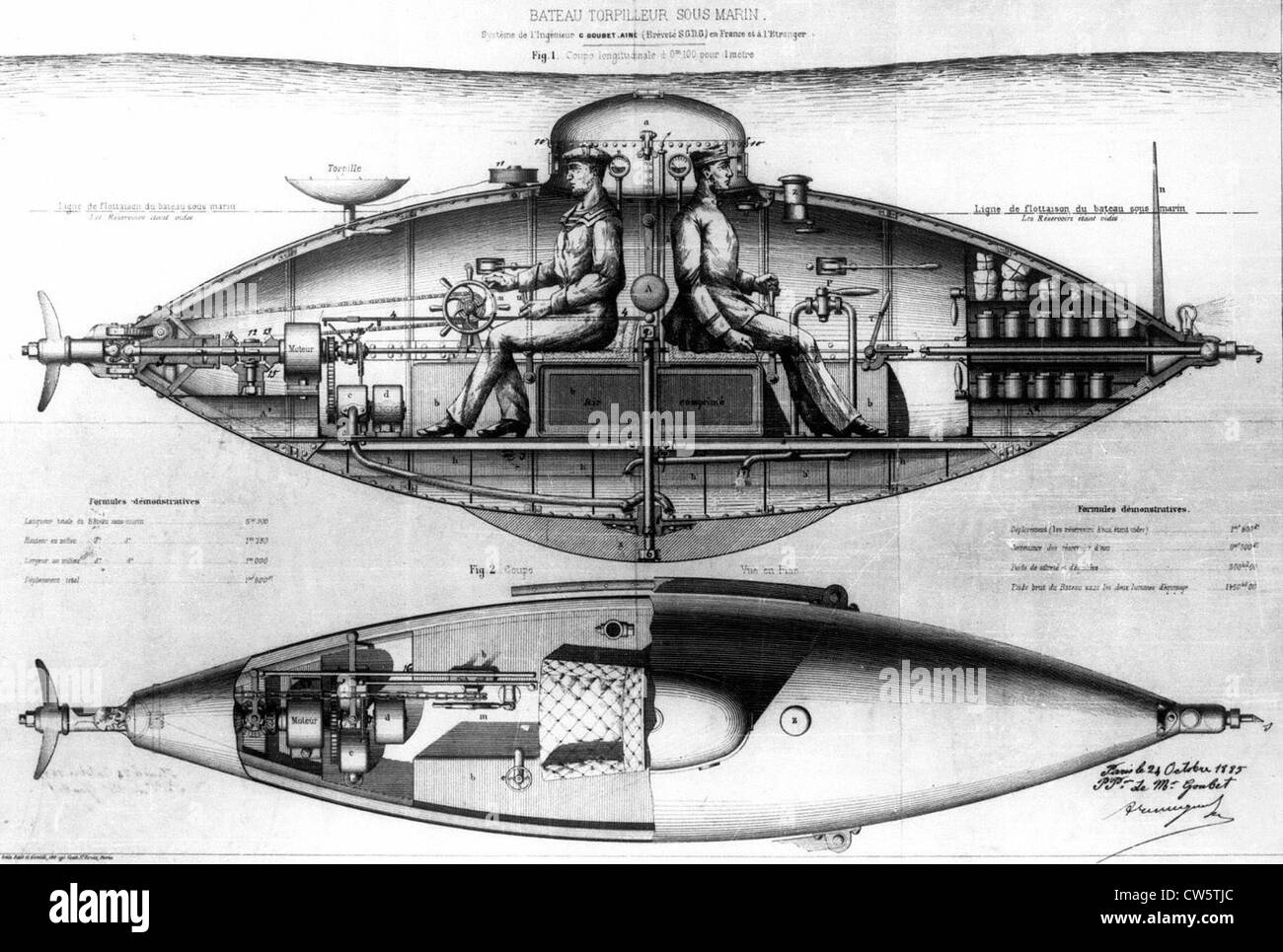 Prototipo di un sommergibile torpediniera Foto Stock
