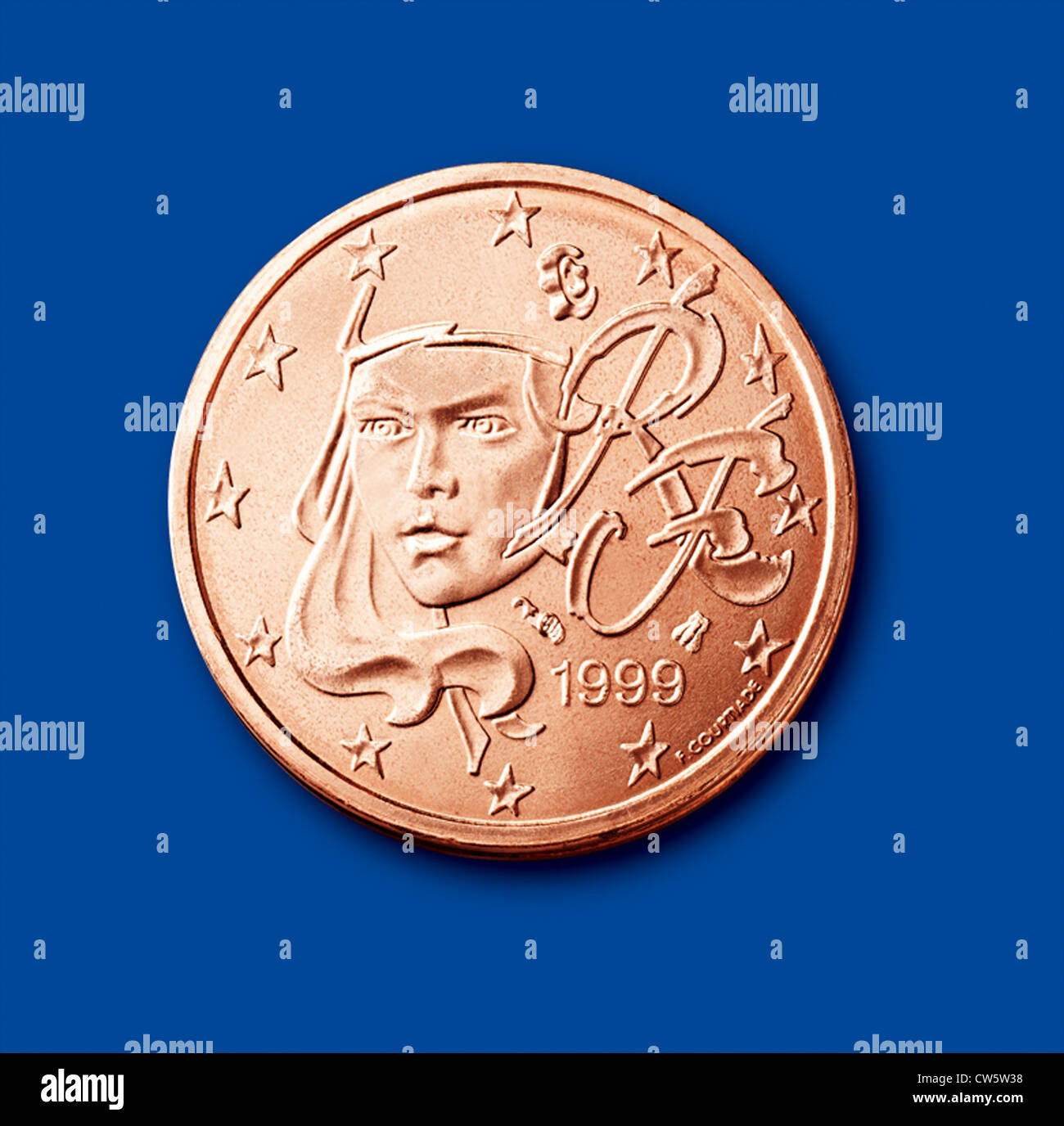Moneta da 2 centesimi (Francia) Foto Stock