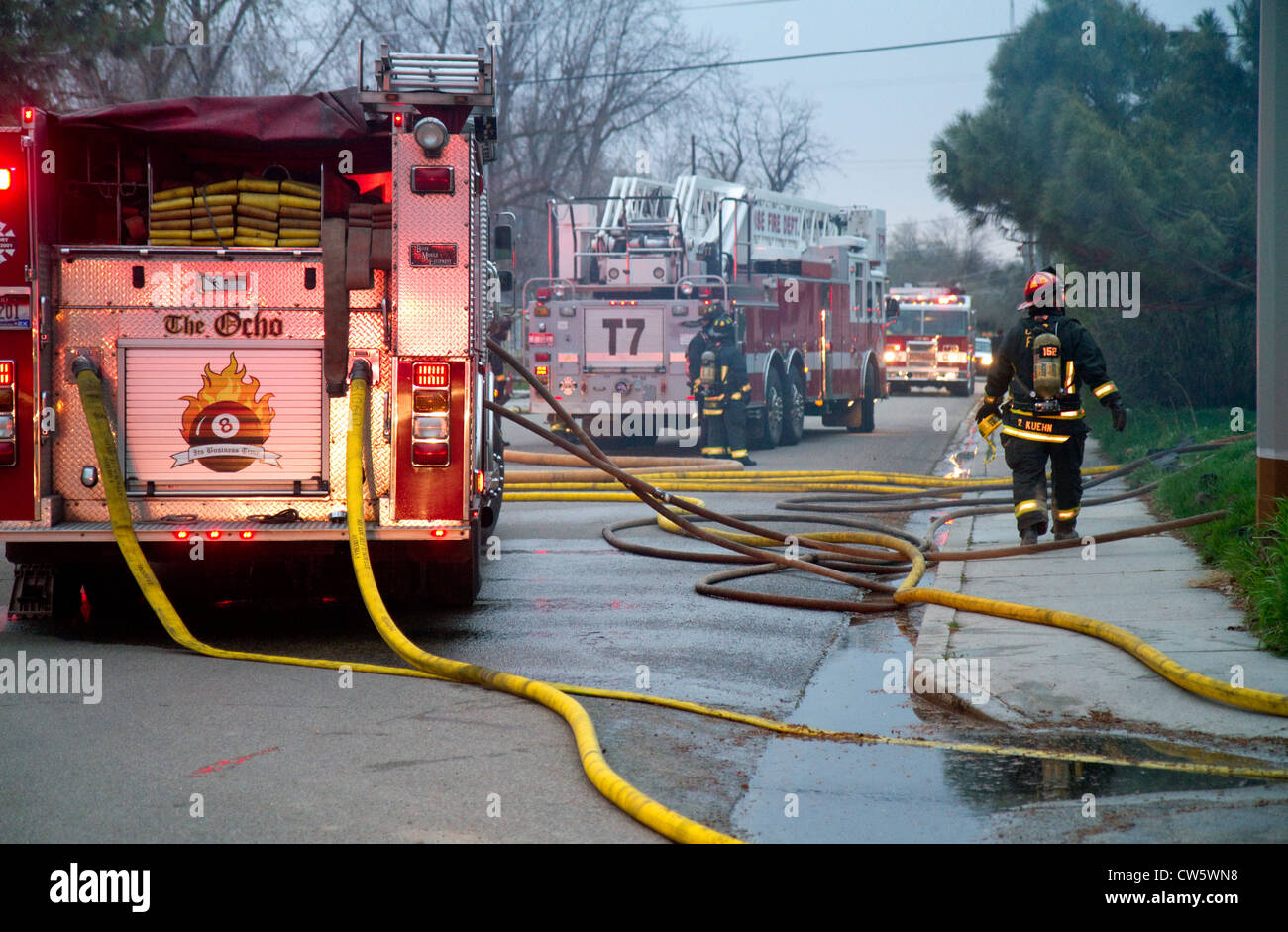 I vigili del fuoco di rispondere ad un'emergenza a Boise, Idaho, Stati Uniti d'America. Foto Stock